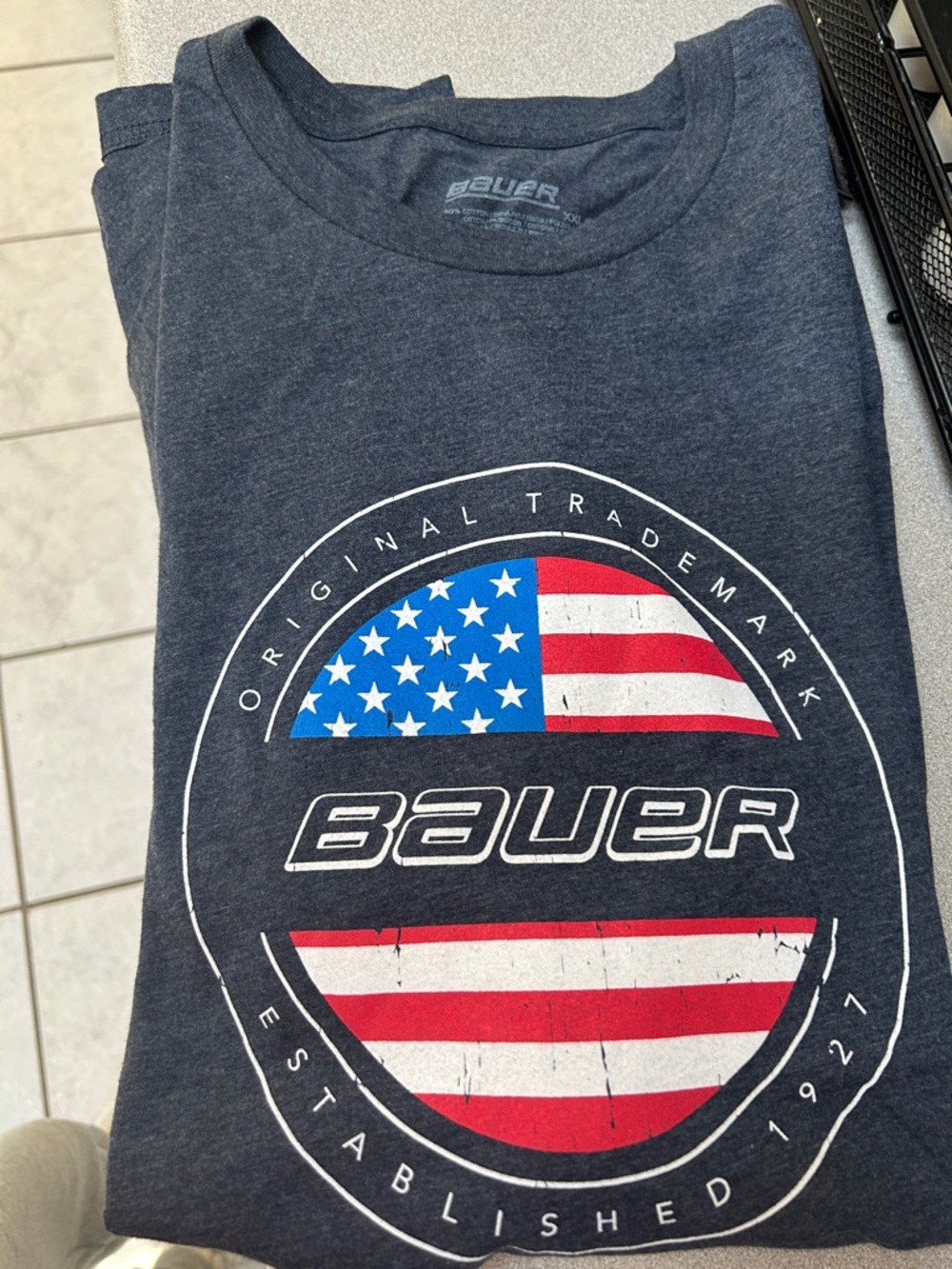 Bauer Navy Short-Sleeve T-Shirt with American Flag Graphic